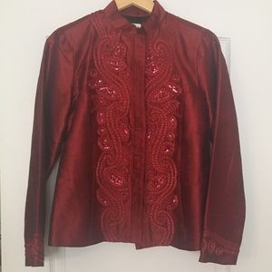 Red Chico’s Jacket with Sequin Accents